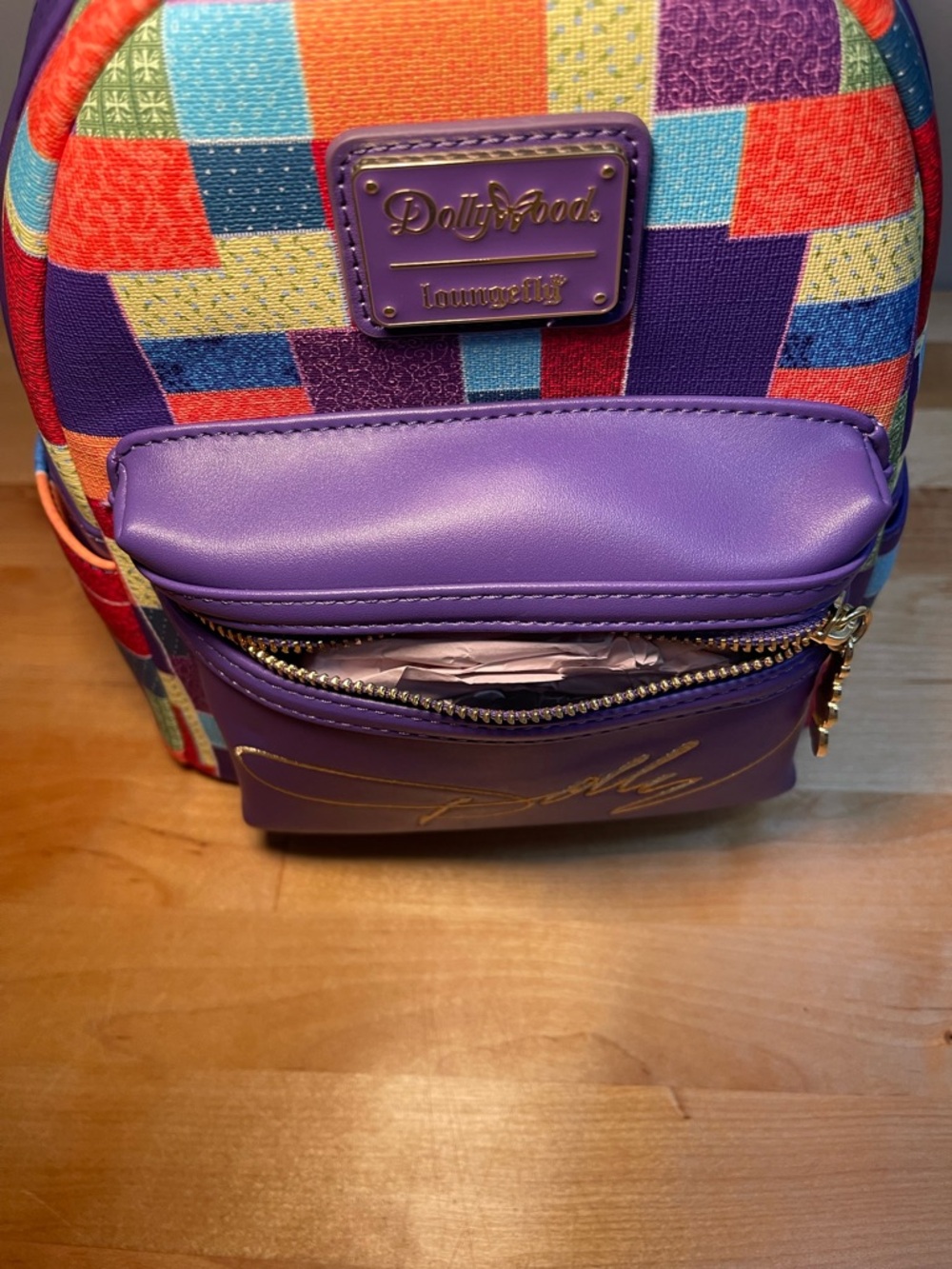 Dolly Parton Coat of Many Colors Loungefly Mini Backpack with Matching Wallet - Picture 12 of 16